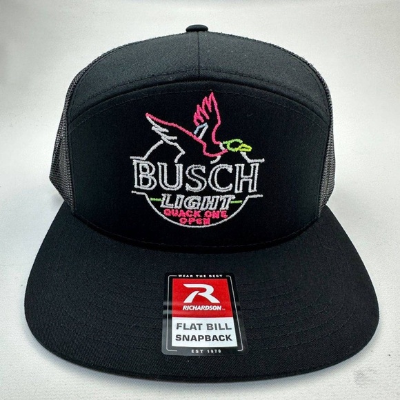 unbranded Other - Busch Duck Hunter's Beer Drinking Hat Cap Mesh Snapback Black Flat Bill …